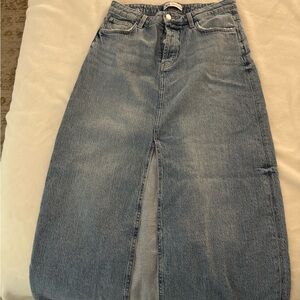 New ZARA Blue Denim Maxi Skirt